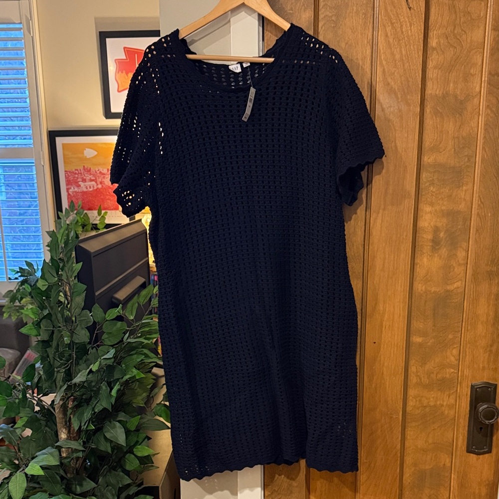 GAP Navy Crochet Short Sleeve Dress